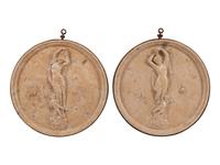 A Pair of Italian Grand Tour Style Iron Mounted Marble Plaques