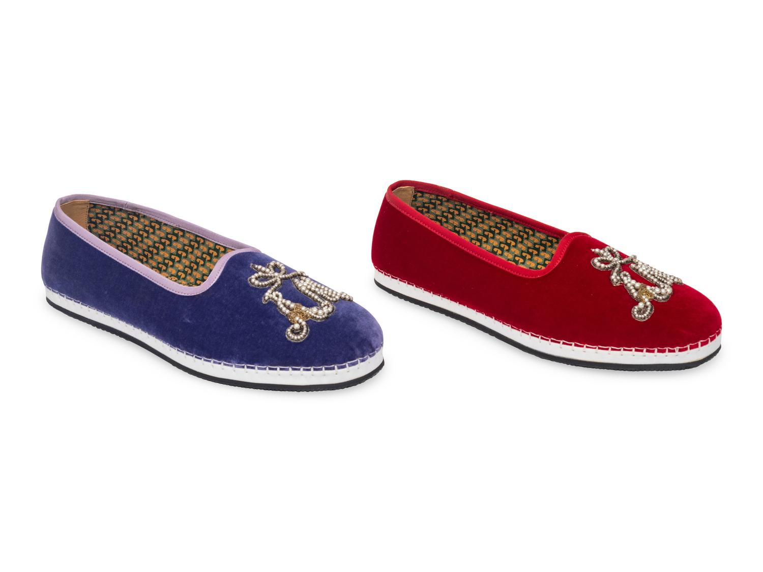 Two Pairs of Gucci Men's Velvet Loafers