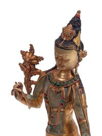 A Gilt Bronze and Rock Crystal Standing Deity