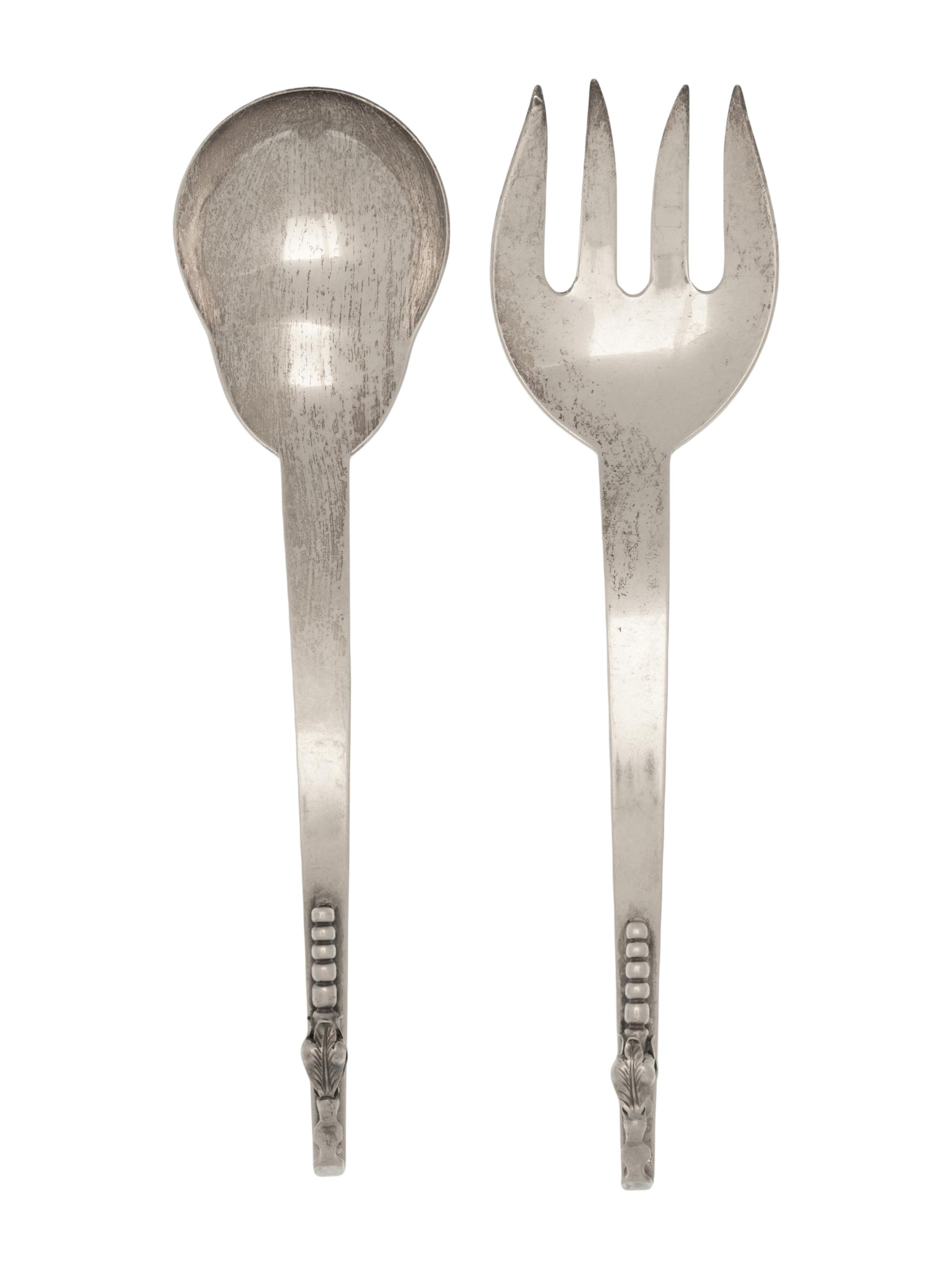 A Mexican Silver Salad Set