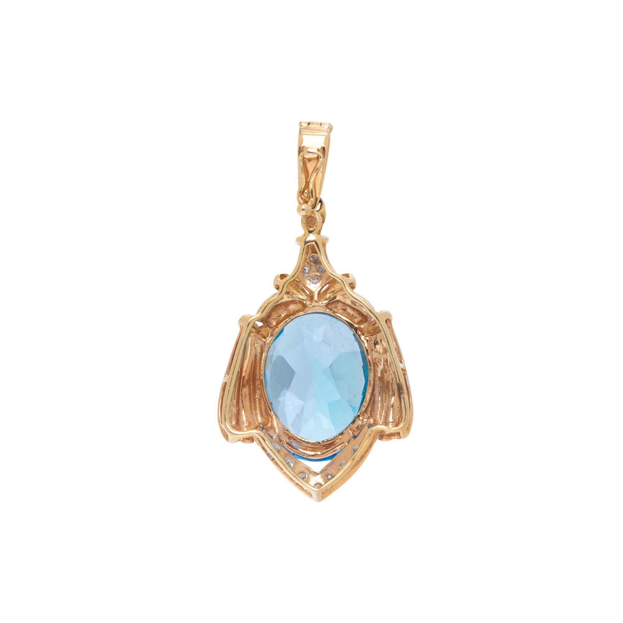 BLUE TOPAZ AND DIAMOND PENDANT