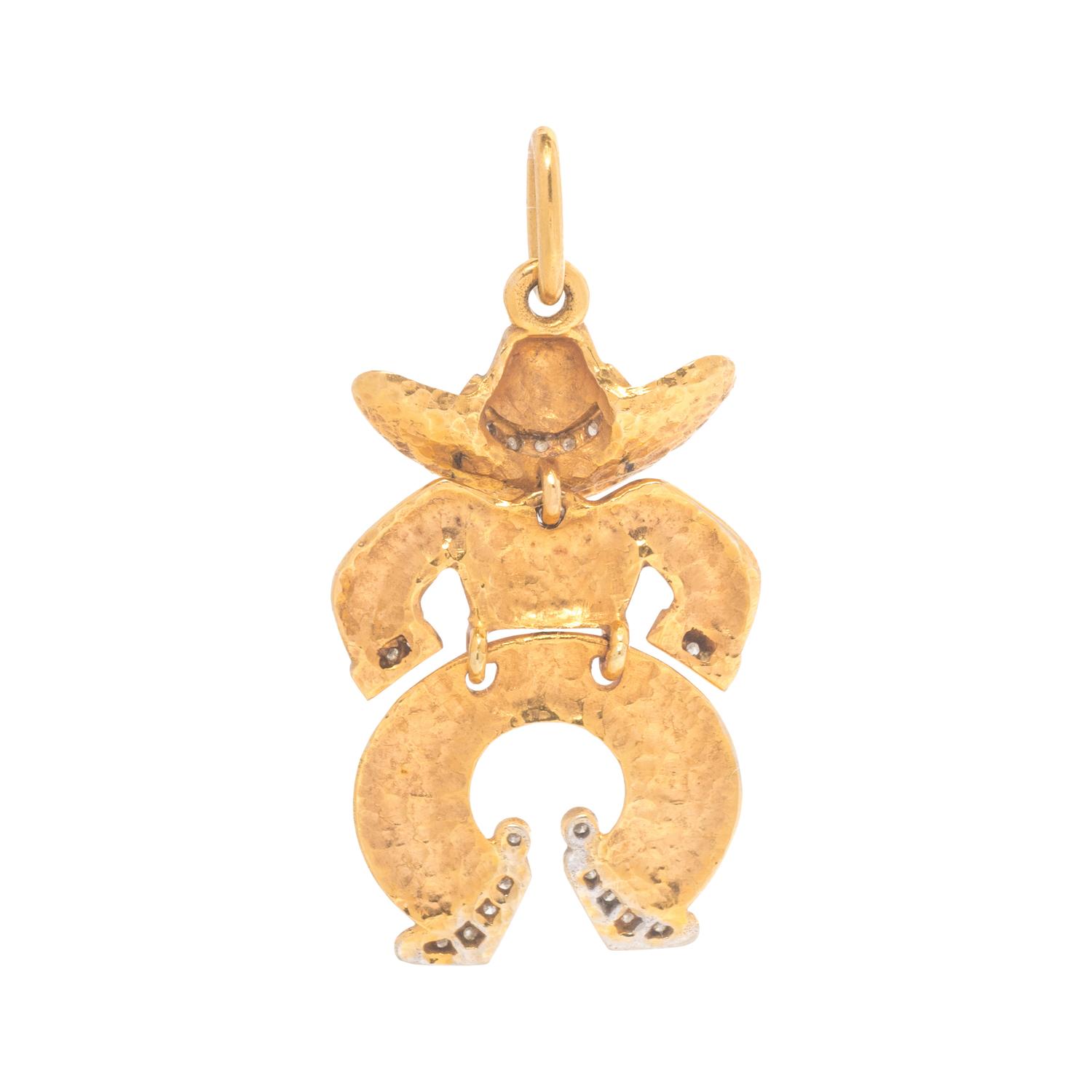 BICOLOR GOLD AND DIAMOND COWBOY PENDANT