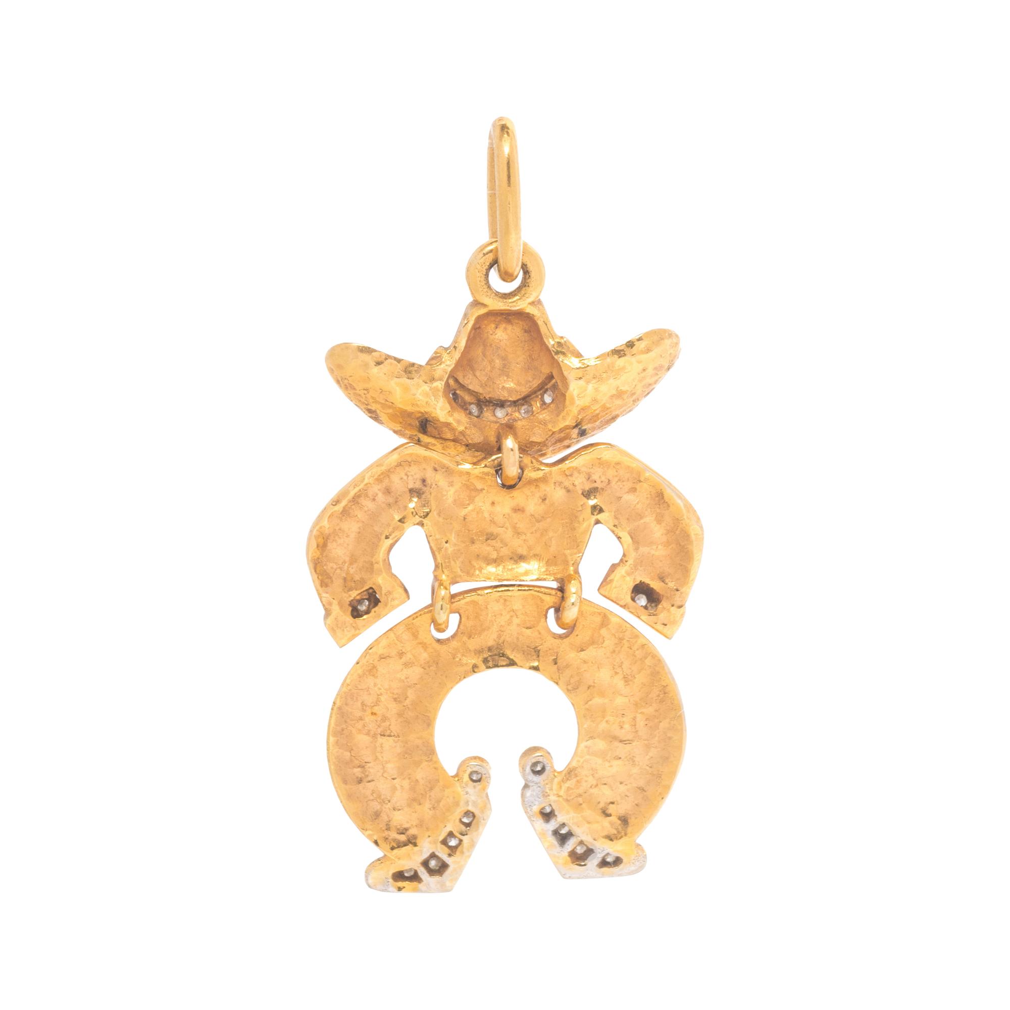 BICOLOR GOLD AND DIAMOND COWBOY PENDANT