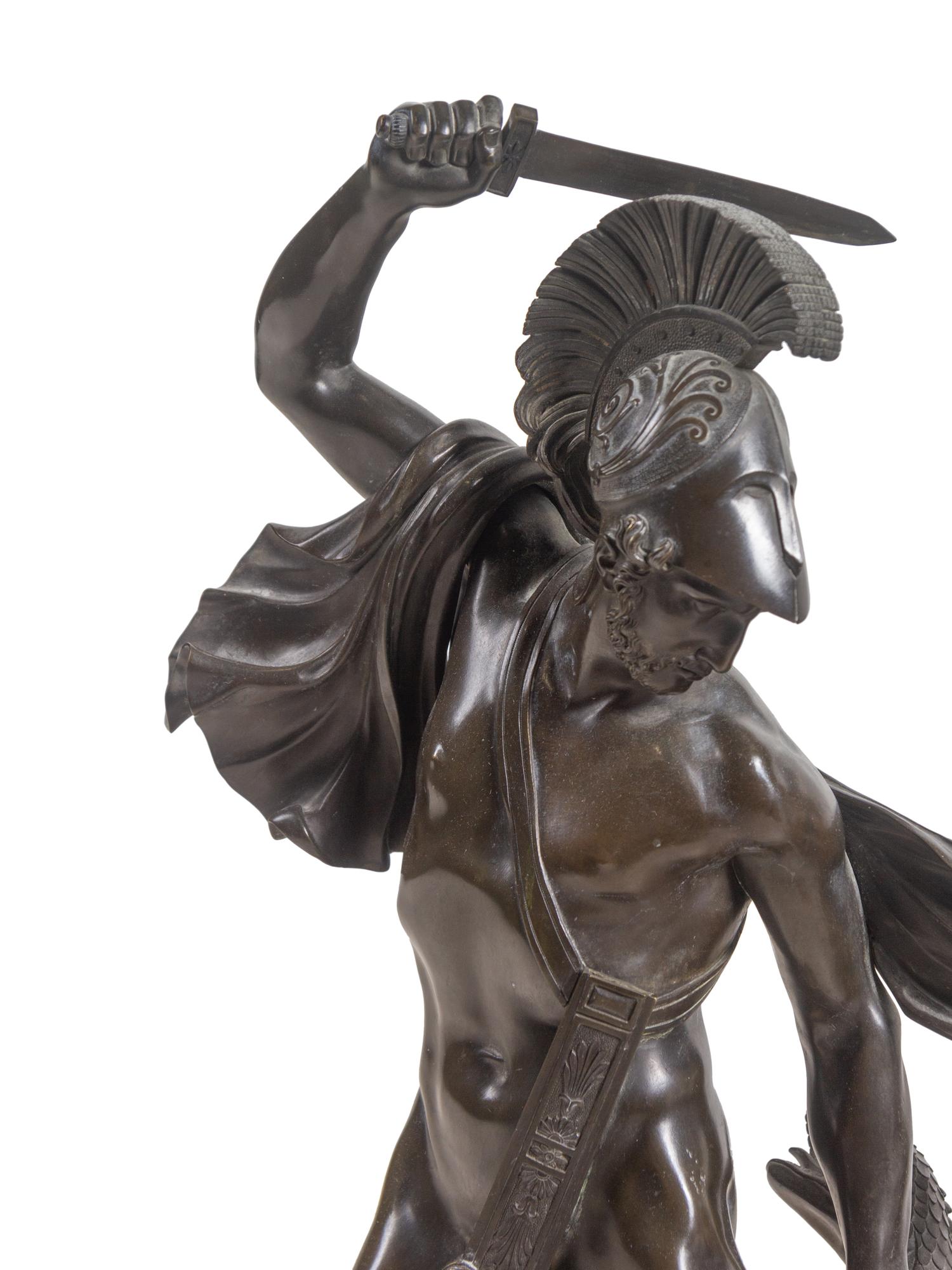 An Empire Bronze Mounted Sienna Marble Figural Mantel Clock
