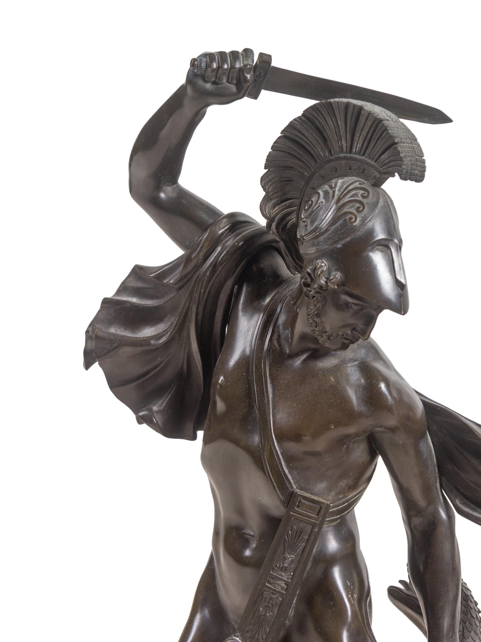 An Empire Bronze Mounted Sienna Marble Figural Mantel Clock