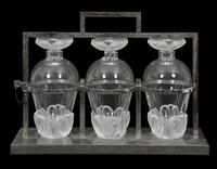 A Lalique Fleurs Silver-Plate and Glass Tantalus