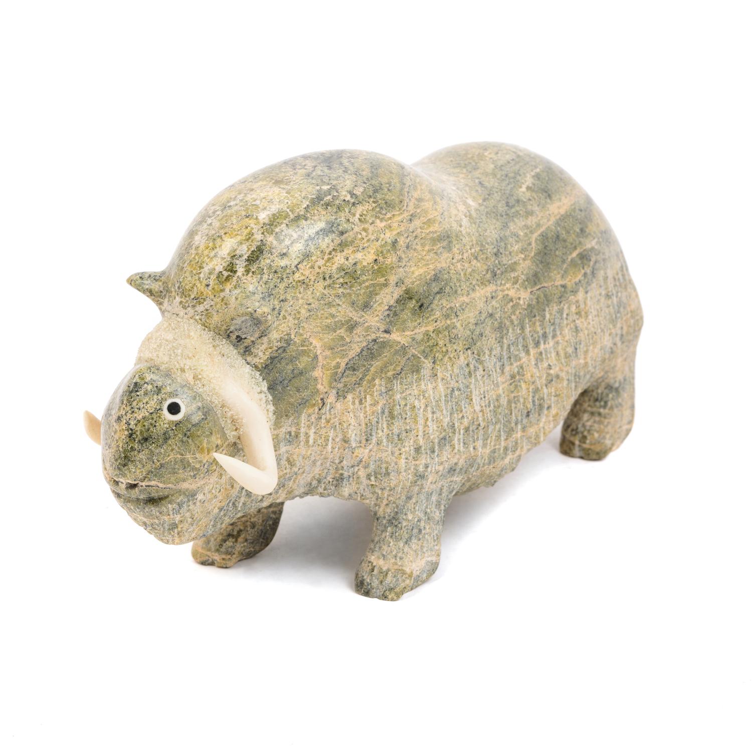 Inuit Carved Serpentine Stone Sculpture of a Muskox