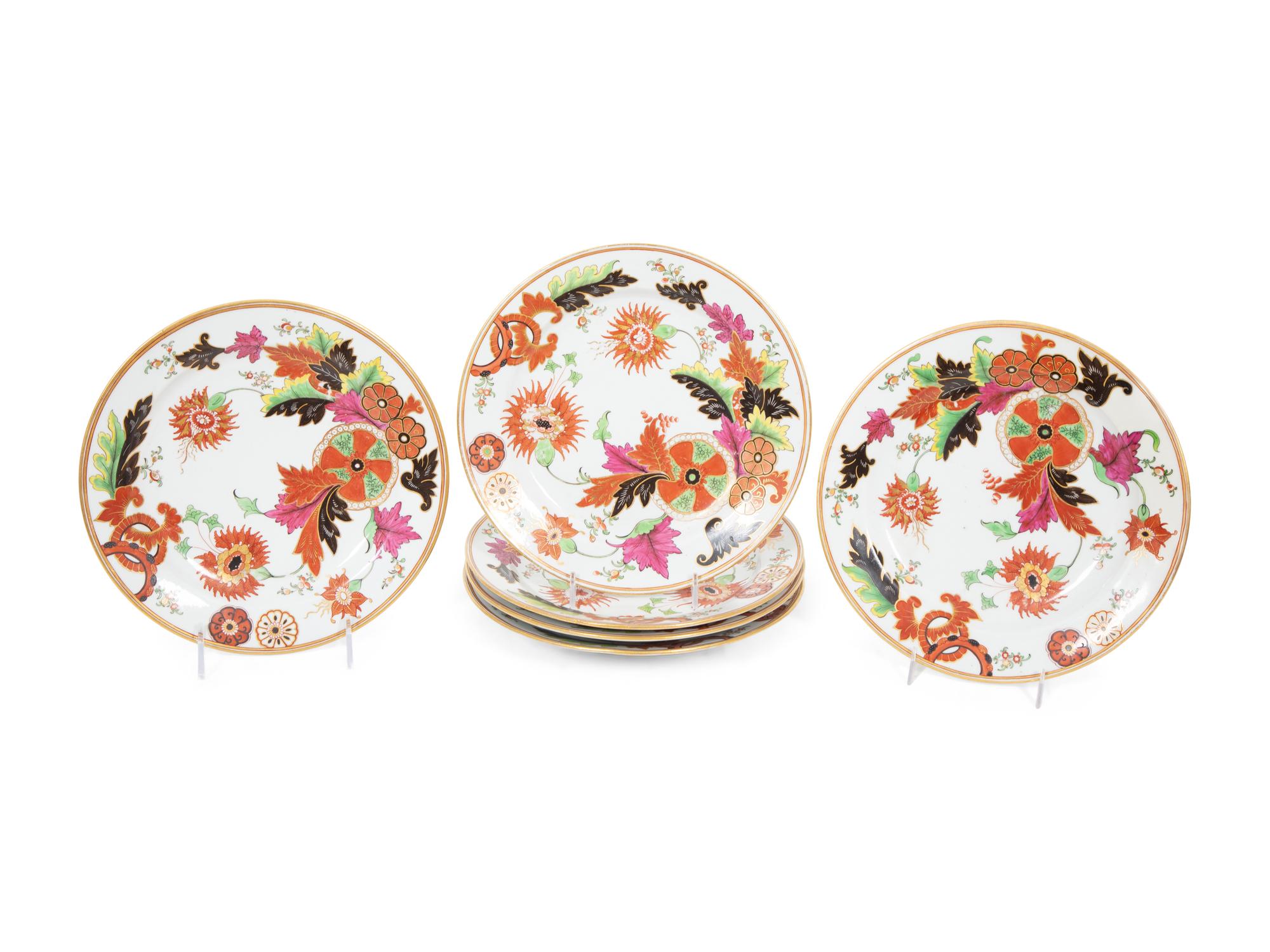 A Set of Six Pseudo-Chinese Export Porcelain Tobacco Leaf Plates