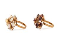 A Collection of 14 Karat Yellow Gold and Gemstone Rings,