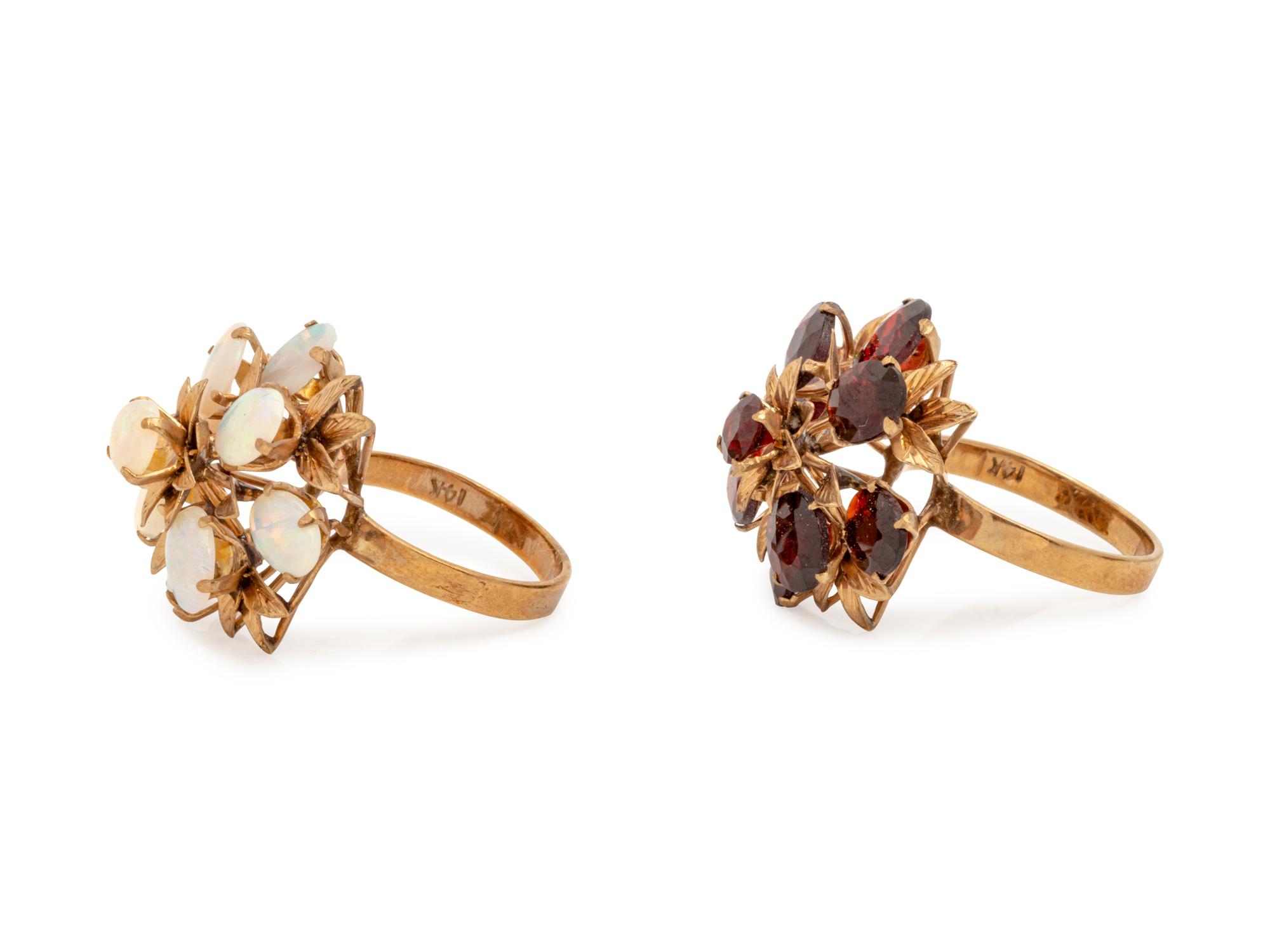 A Collection of 14 Karat Yellow Gold and Gemstone Rings,