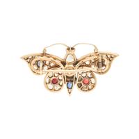ANTIQUE, DIAMOND, PEARL, AND GLASS BUTTERFLY BROOCH