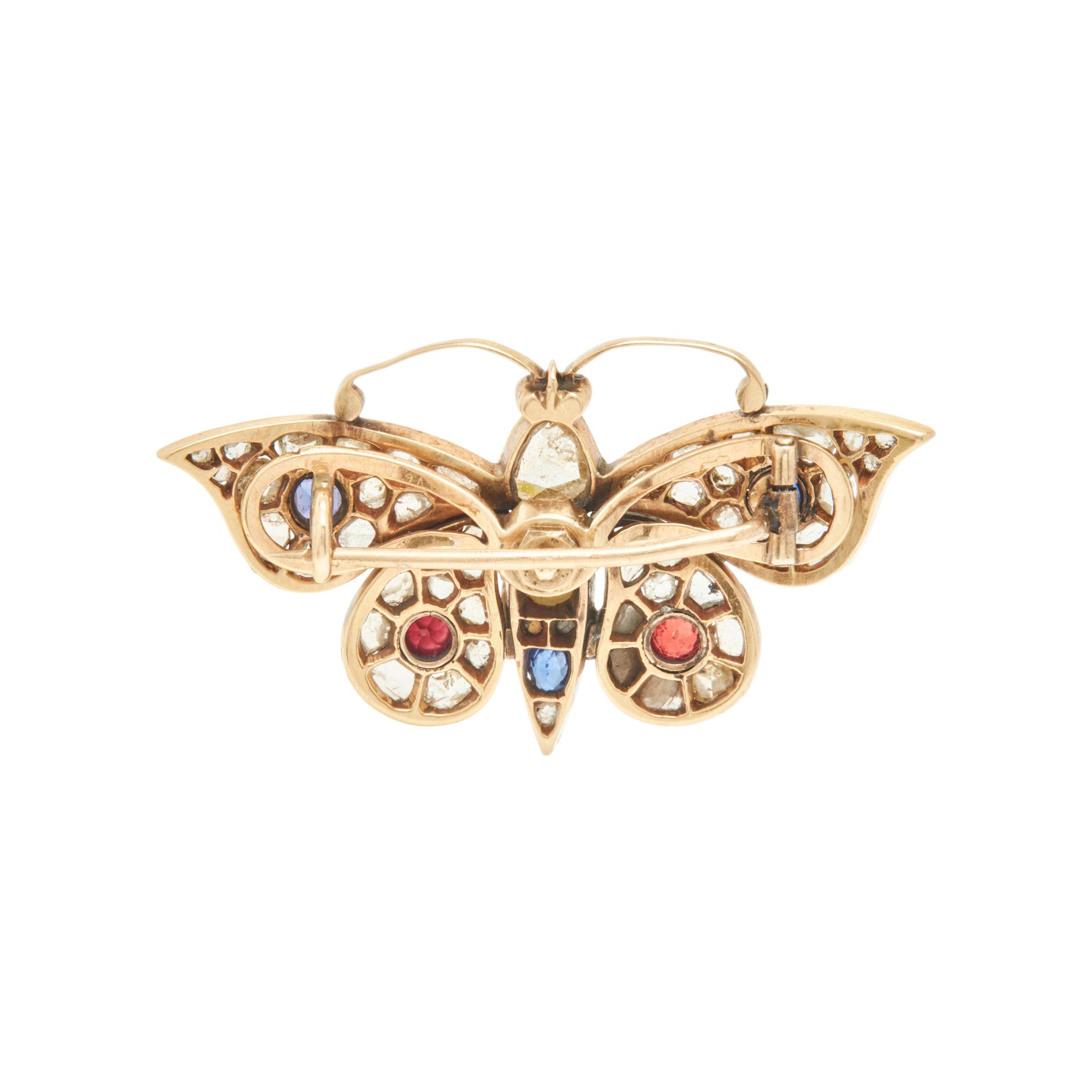 ANTIQUE, DIAMOND, PEARL, AND GLASS BUTTERFLY BROOCH