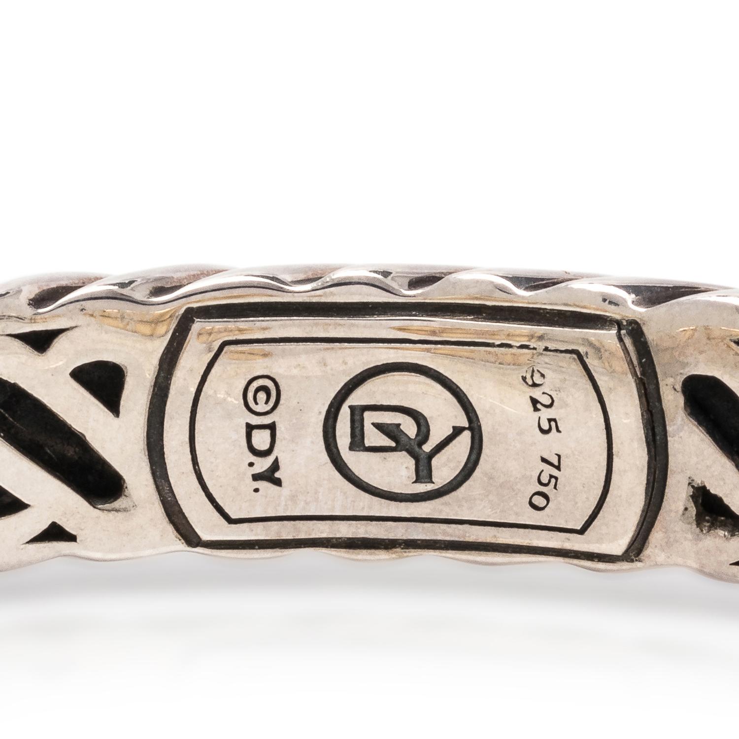 DAVID YURMAN, STERLING SILVER, YELLOW GOLD AND DIAMOND 'CABLE CLASSIC' CUFF BRACELET