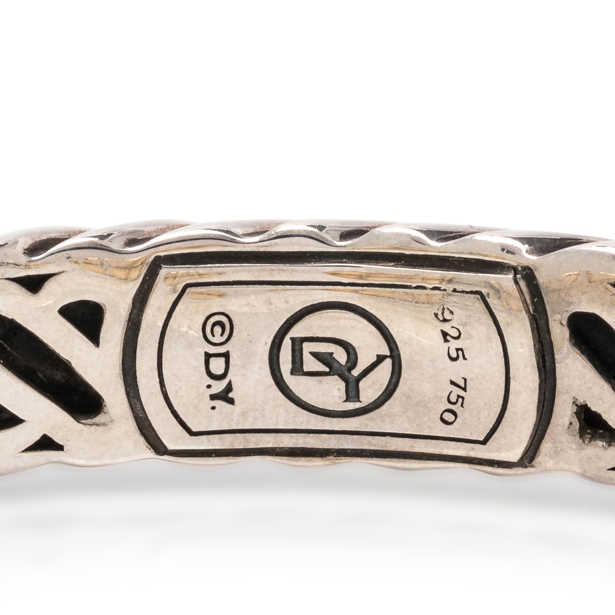 DAVID YURMAN, STERLING SILVER, YELLOW GOLD AND DIAMOND 'CABLE CLASSIC' CUFF BRACELET