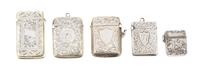 A Collection of Three English Silver Vesta Cases, Various Makers, comprising two Victorian examples, one marked JW, Birmingham, 1898, t