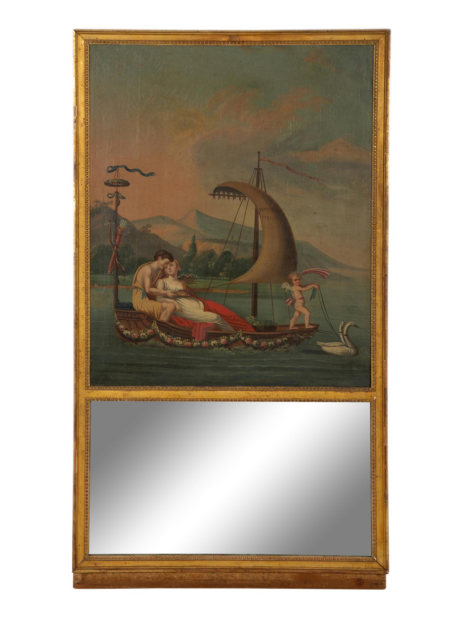 A Neoclassical Gilt Framed Trumeau Mirror