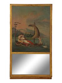 A Neoclassical Gilt Framed Trumeau Mirror