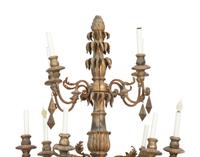 A Pair of Italian Painted and Parcel Gilt Ten-Light Torcheres