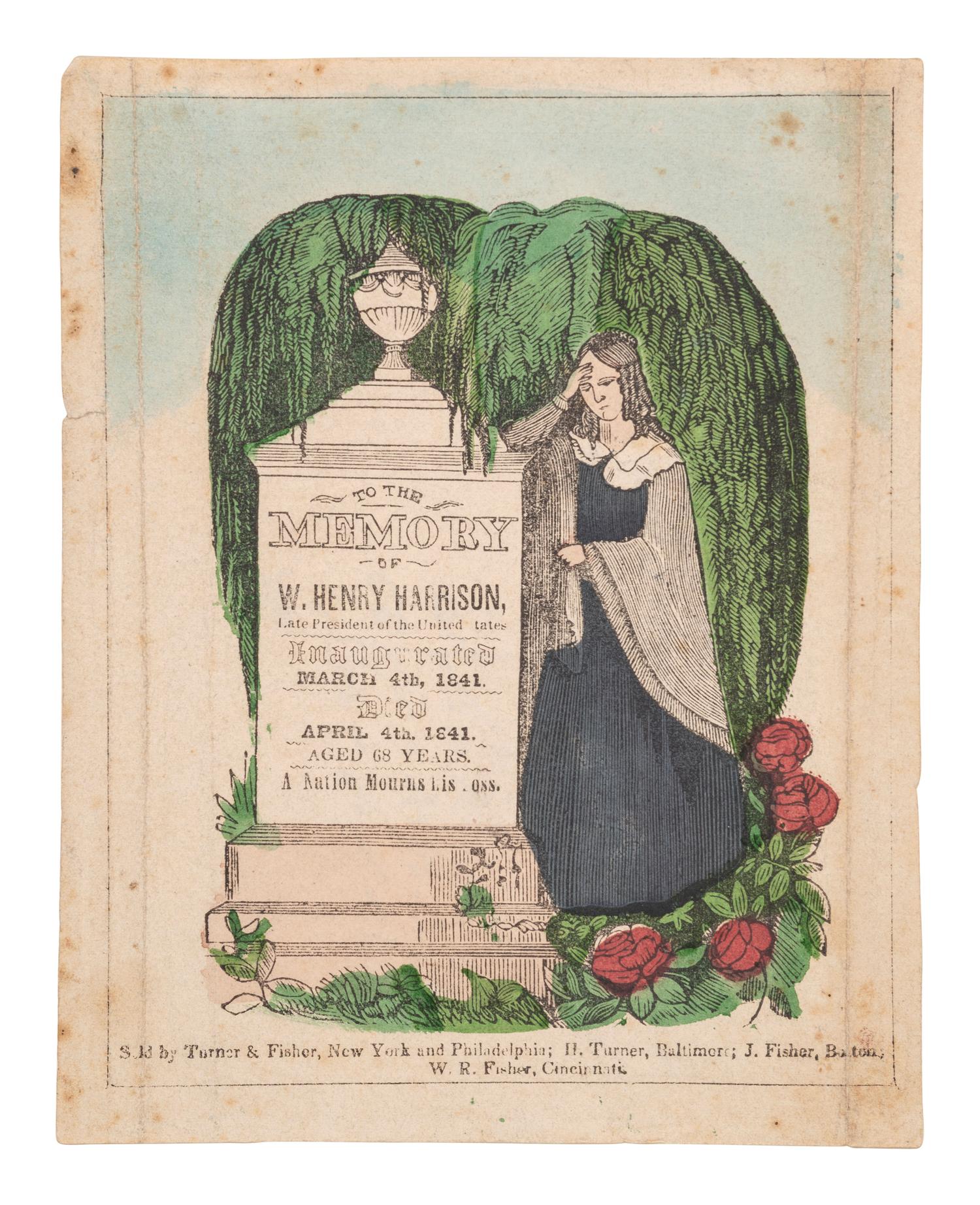 [HARRISON, William Henry]. Folk art memorials to William Henry Harrison, comprising: