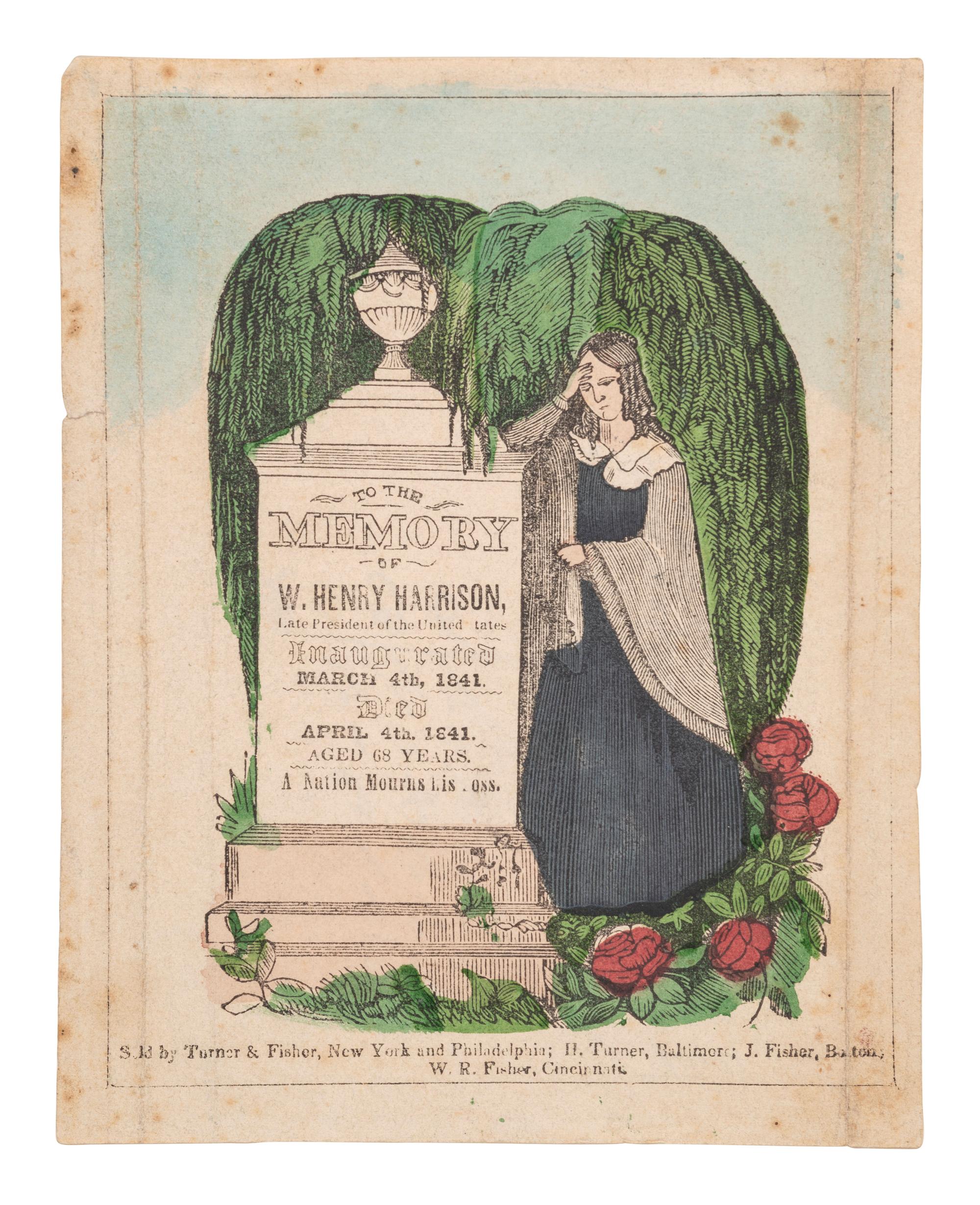 [HARRISON, William Henry]. Folk art memorials to William Henry Harrison, comprising: