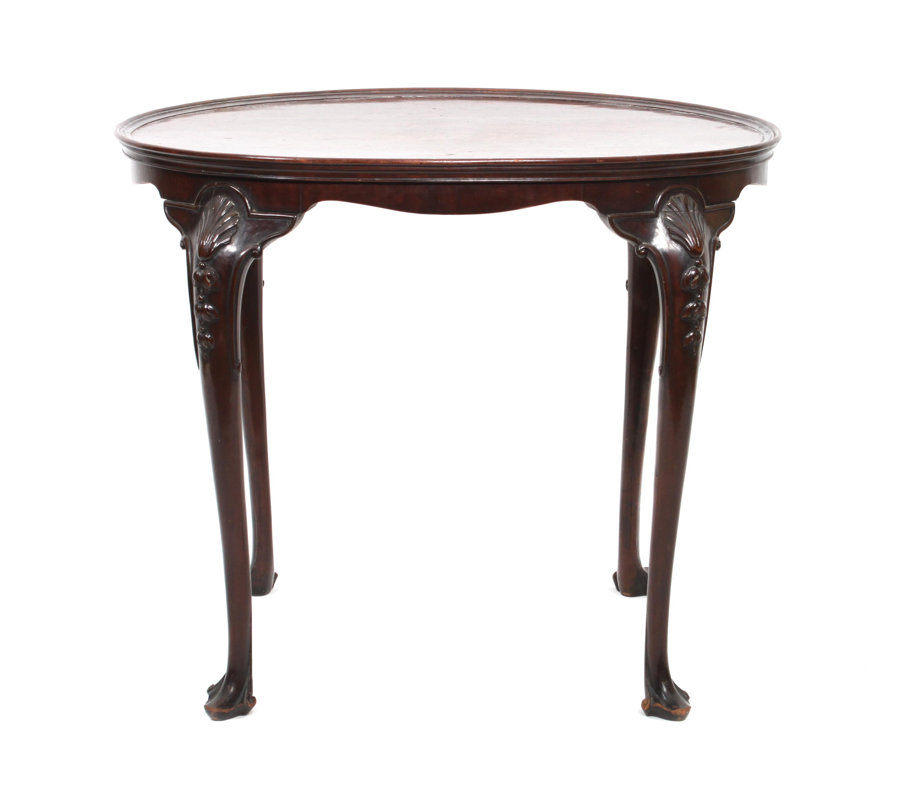A Queen Anne Mahogany Style Oblong Tea Table Height 27 1/4 x width 32 x depth 22 inches