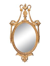 A Neoclassical Style Oval Giltwood Mirror — LATE 19TH CENTURY