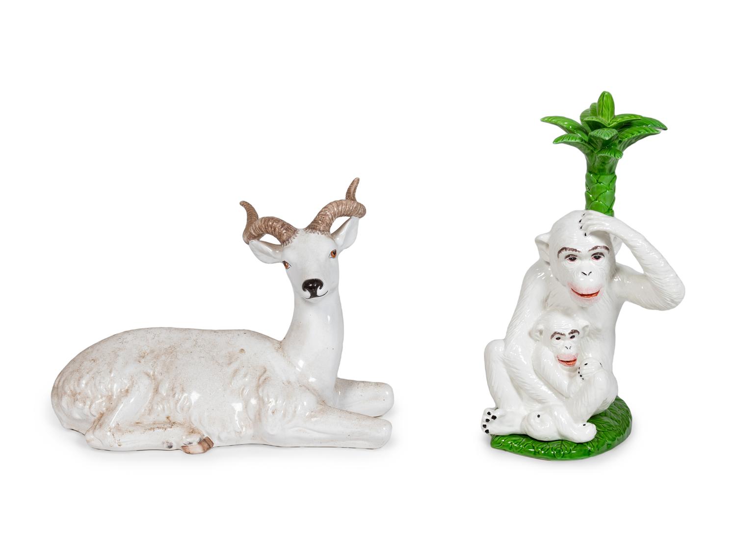 Two Glazed Pottery Animal Figures