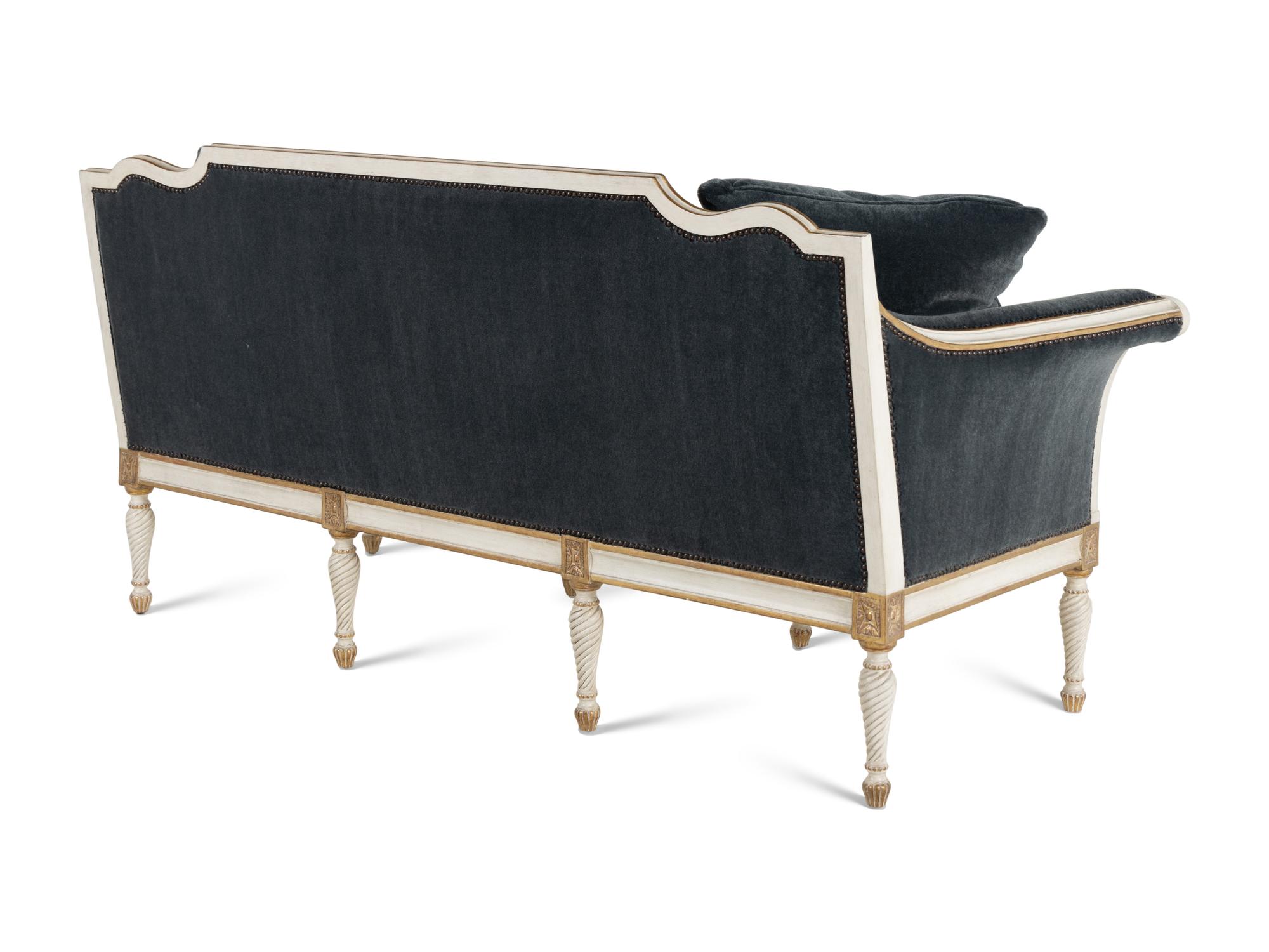 An Ebanista Bergamo Painted and Parcel-Gilt Settee