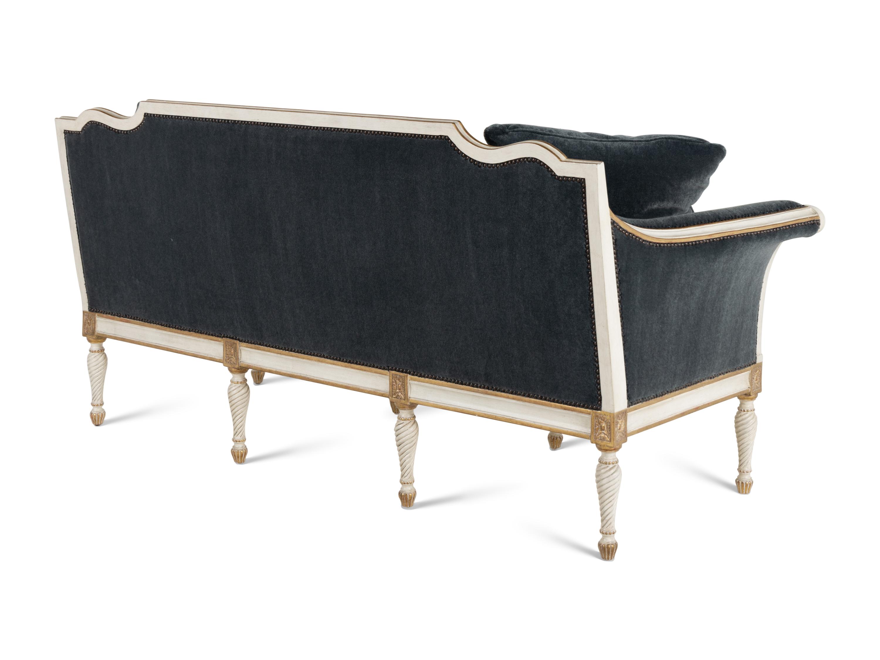 An Ebanista Bergamo Painted and Parcel-Gilt Settee