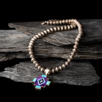 Peterson Chee (Diné, 20th century) — Sterling Silver and Mosaic Inlay Cuff Bracelet and Matching Necklace