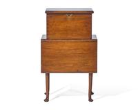 A Queen Anne Walnut Bottle Case on Stand with Drop Leaf