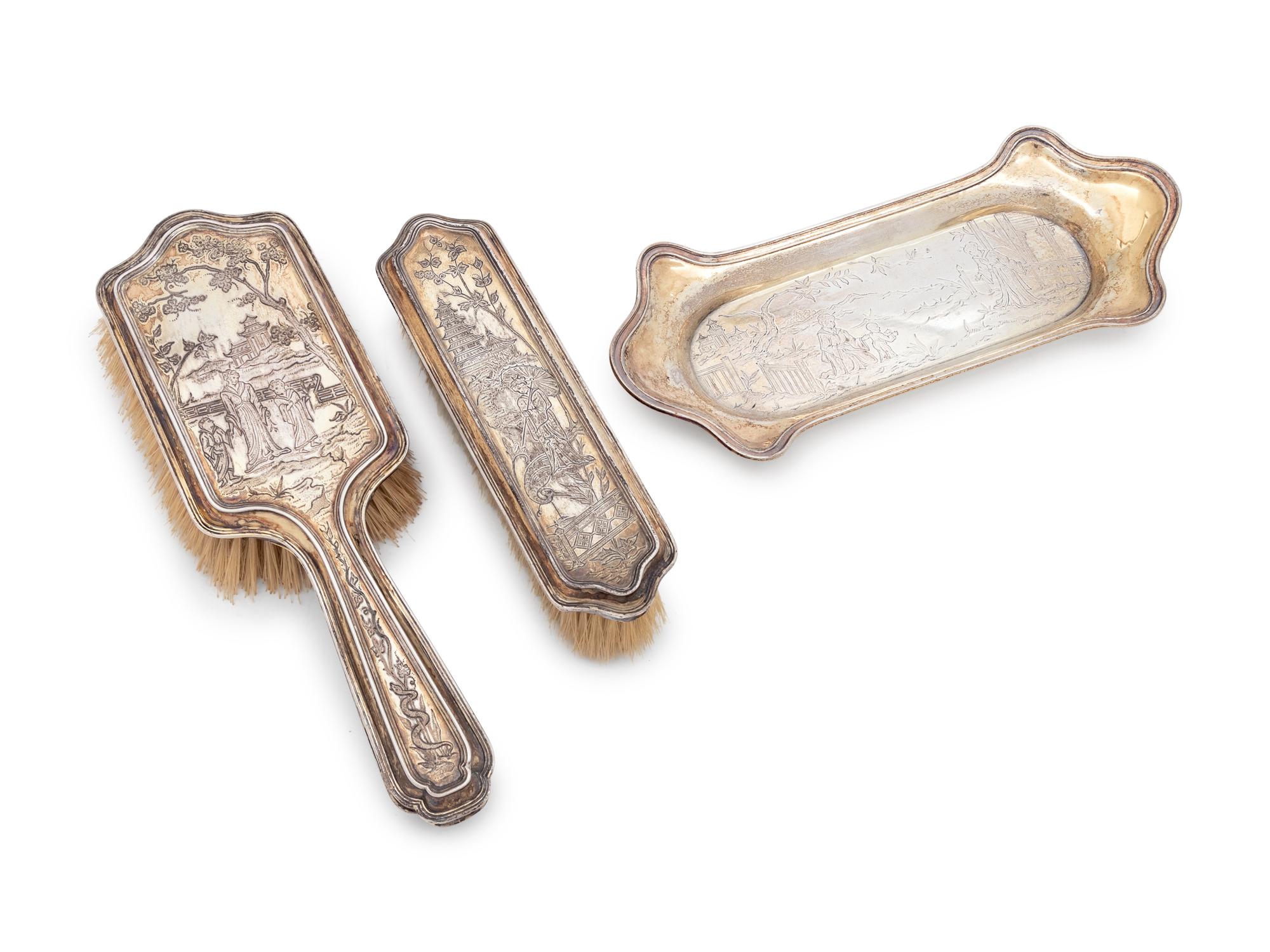 An English Silver Dresser Set