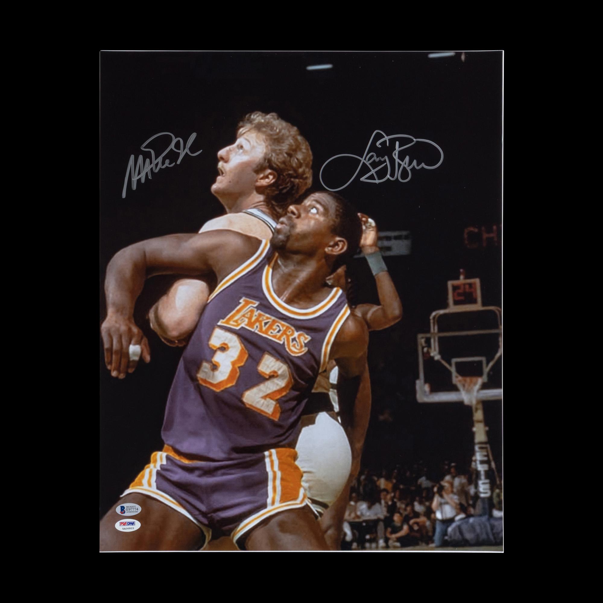 A Larry Bird and Magic Johnson Dual Signed Autograph Photo (PSA and Beckett Authentication Services)