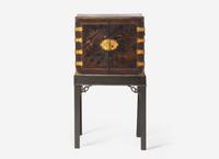A George III Parcel Gilt Japanned Cabinet on Stand
