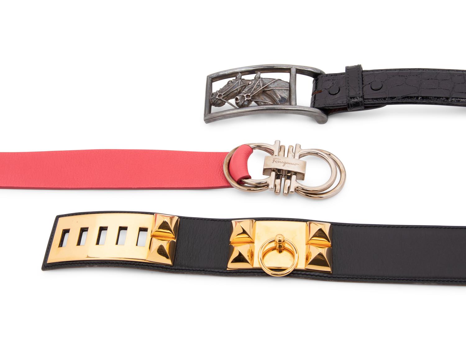 Three Designer Belts: Keiselstein-Cord, Ferragamo, Hermès, 1987 - 2000s