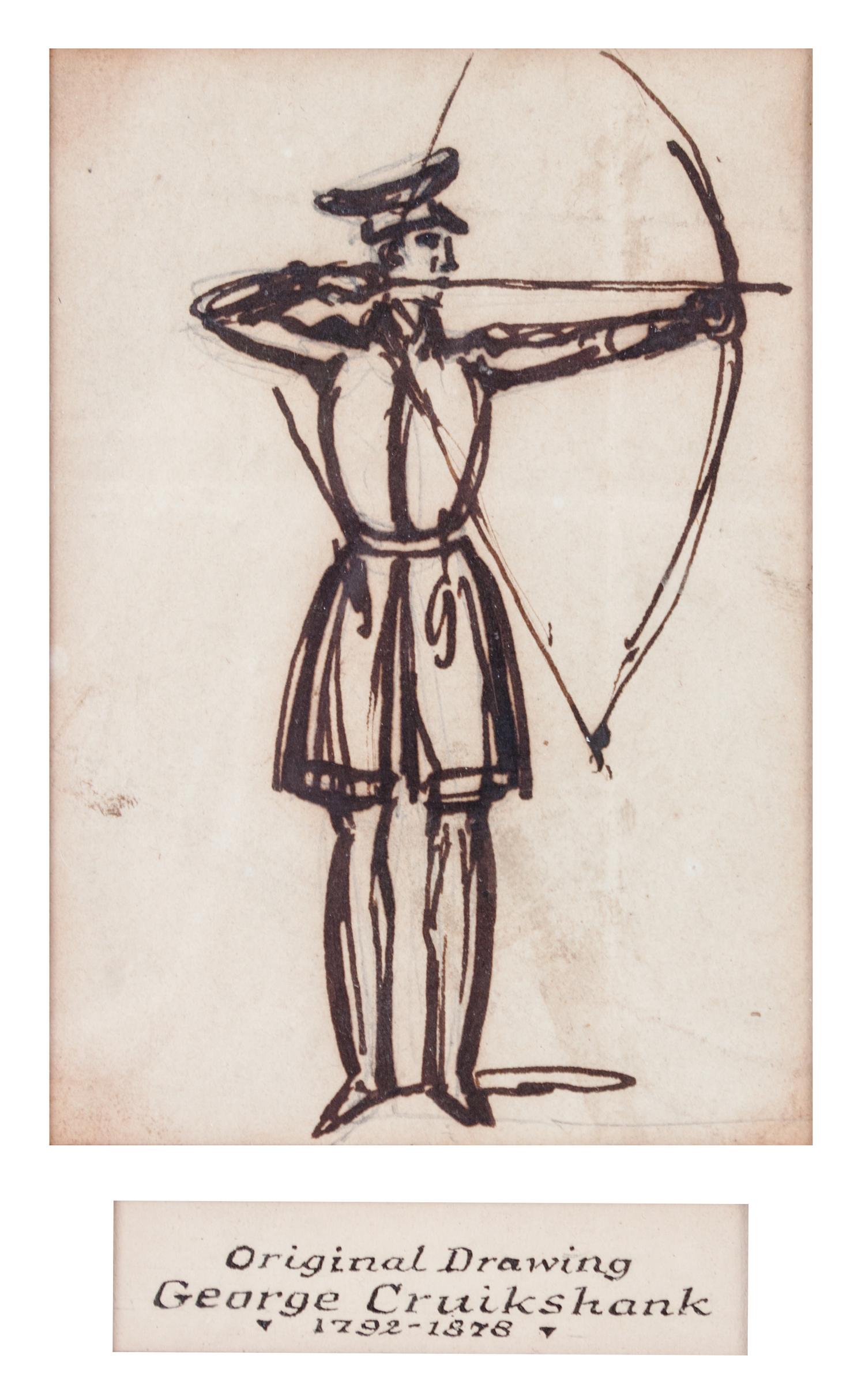 George Cruikshank, (British, 1792-1878), Two works: The Archers