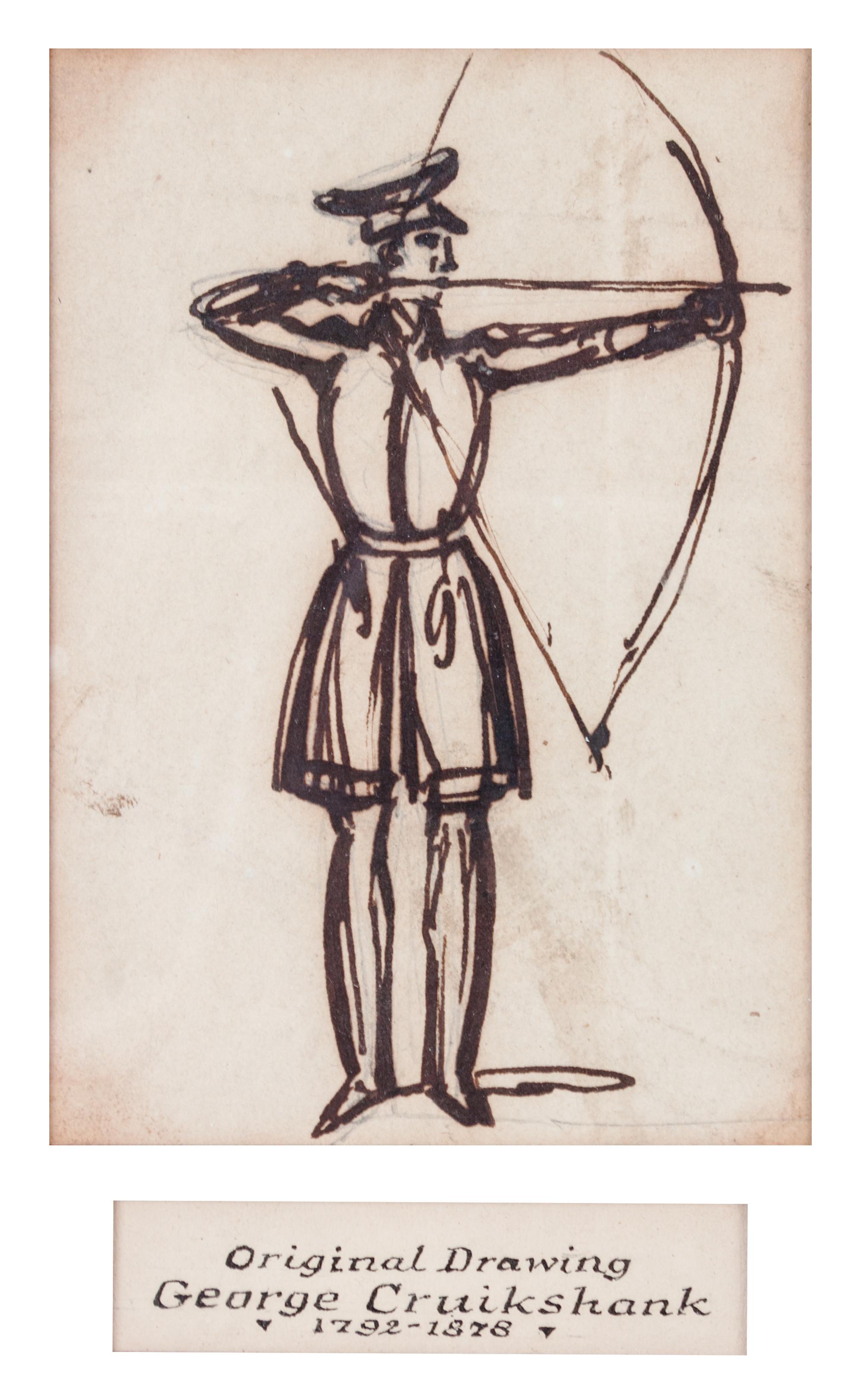 George Cruikshank, (British, 1792-1878), Two works: The Archers