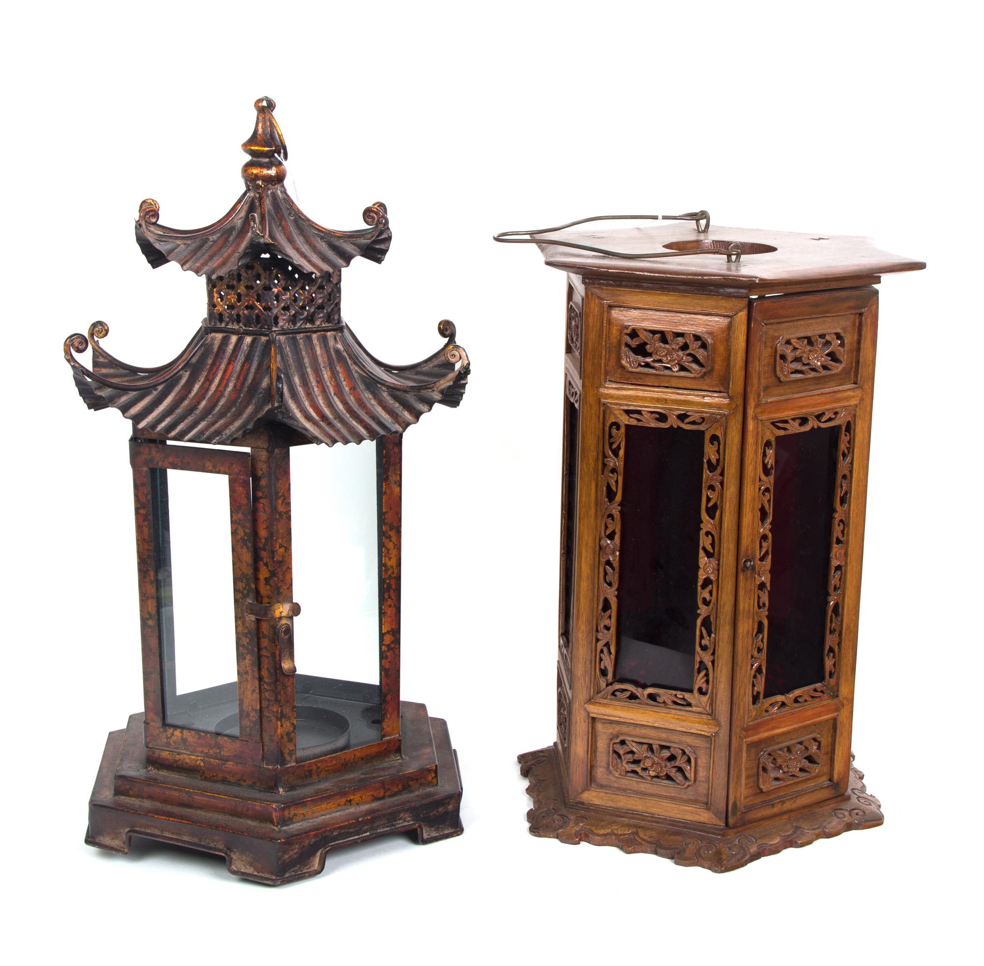 Two Chinese Lanterns Height of taller 20 1/2 inches. — 20TH CENTURY