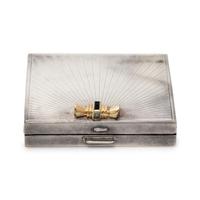 TIFFANY & CO., STERLING SILVER, YELLOW GOLD AND SAPPHIRE COMPACT