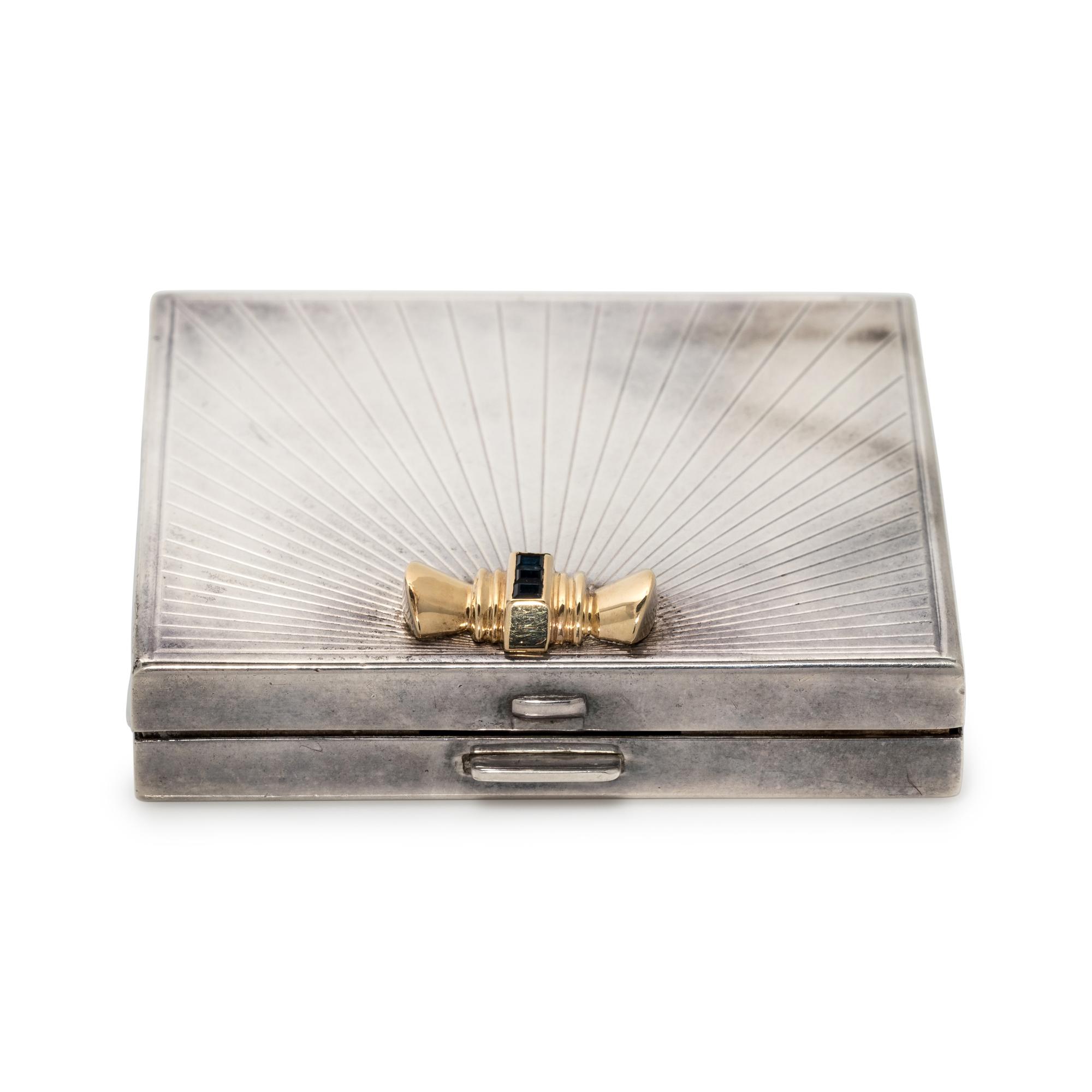 TIFFANY & CO., STERLING SILVER, YELLOW GOLD AND SAPPHIRE COMPACT