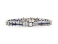 TIFFANY & CO., ART DECO, PLATINUM, DIAMOND AND SAPPHIRE BRACELET