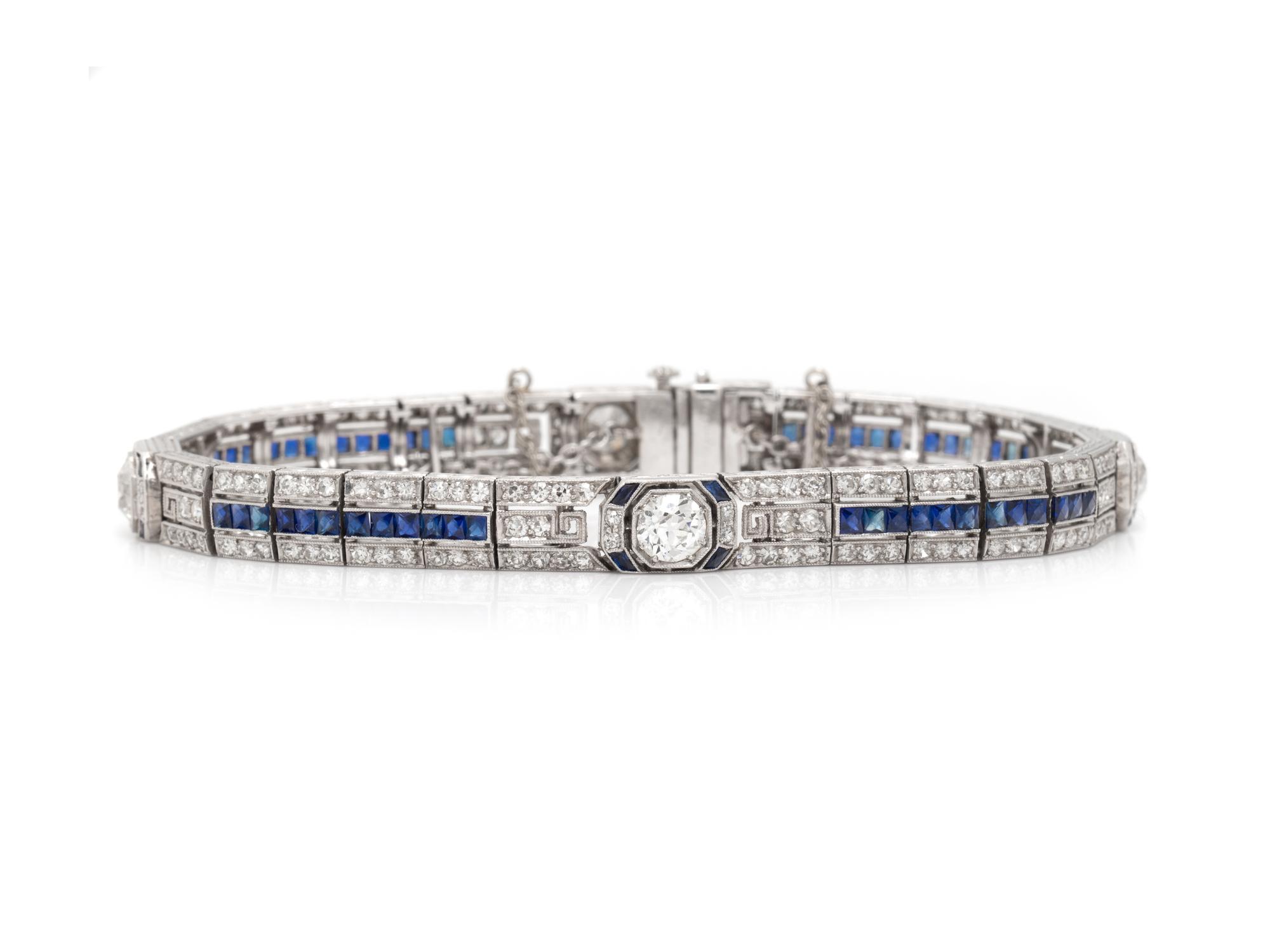TIFFANY & CO., ART DECO, PLATINUM, DIAMOND AND SAPPHIRE BRACELET