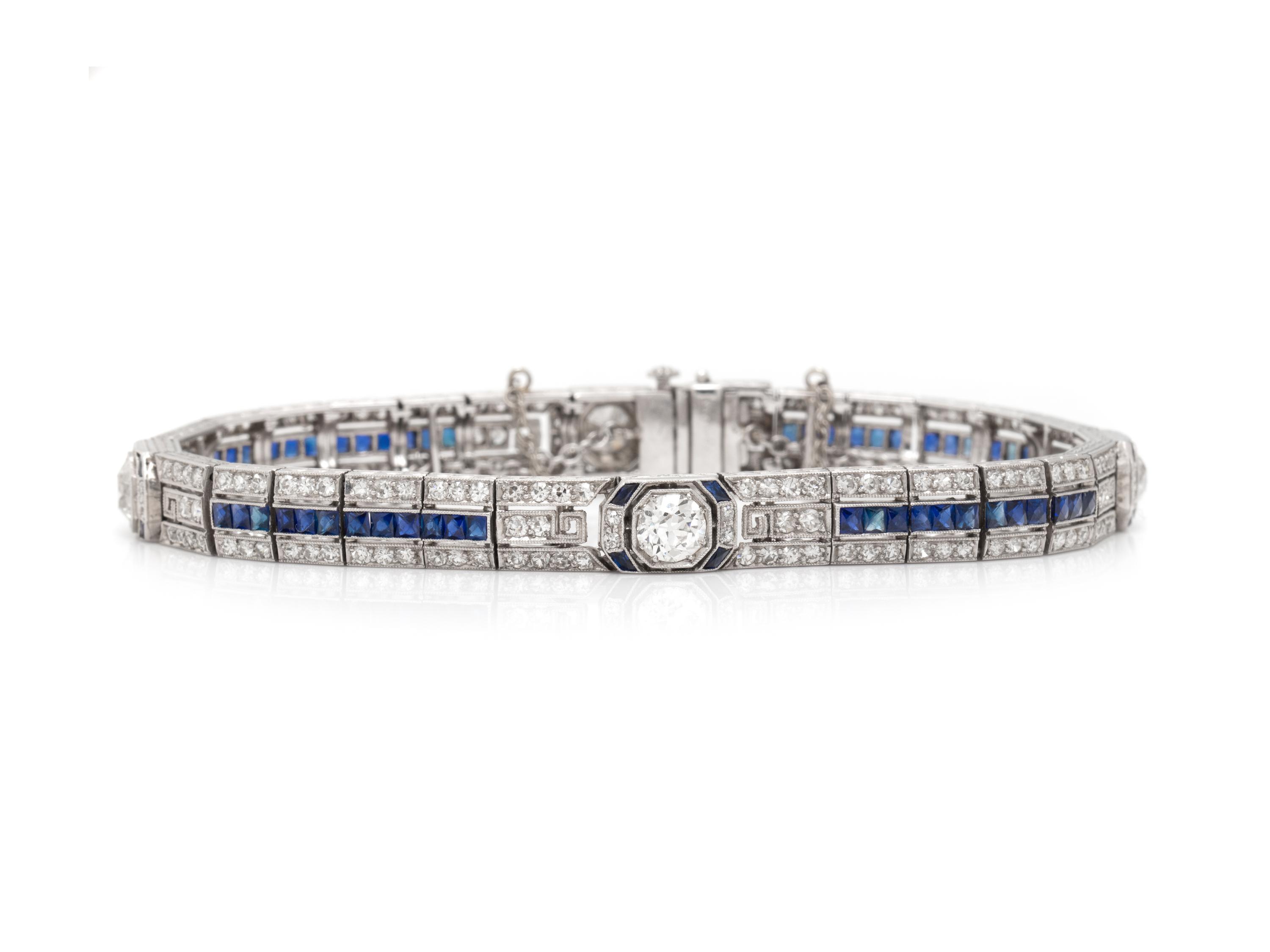 TIFFANY & CO., ART DECO, PLATINUM, DIAMOND AND SAPPHIRE BRACELET