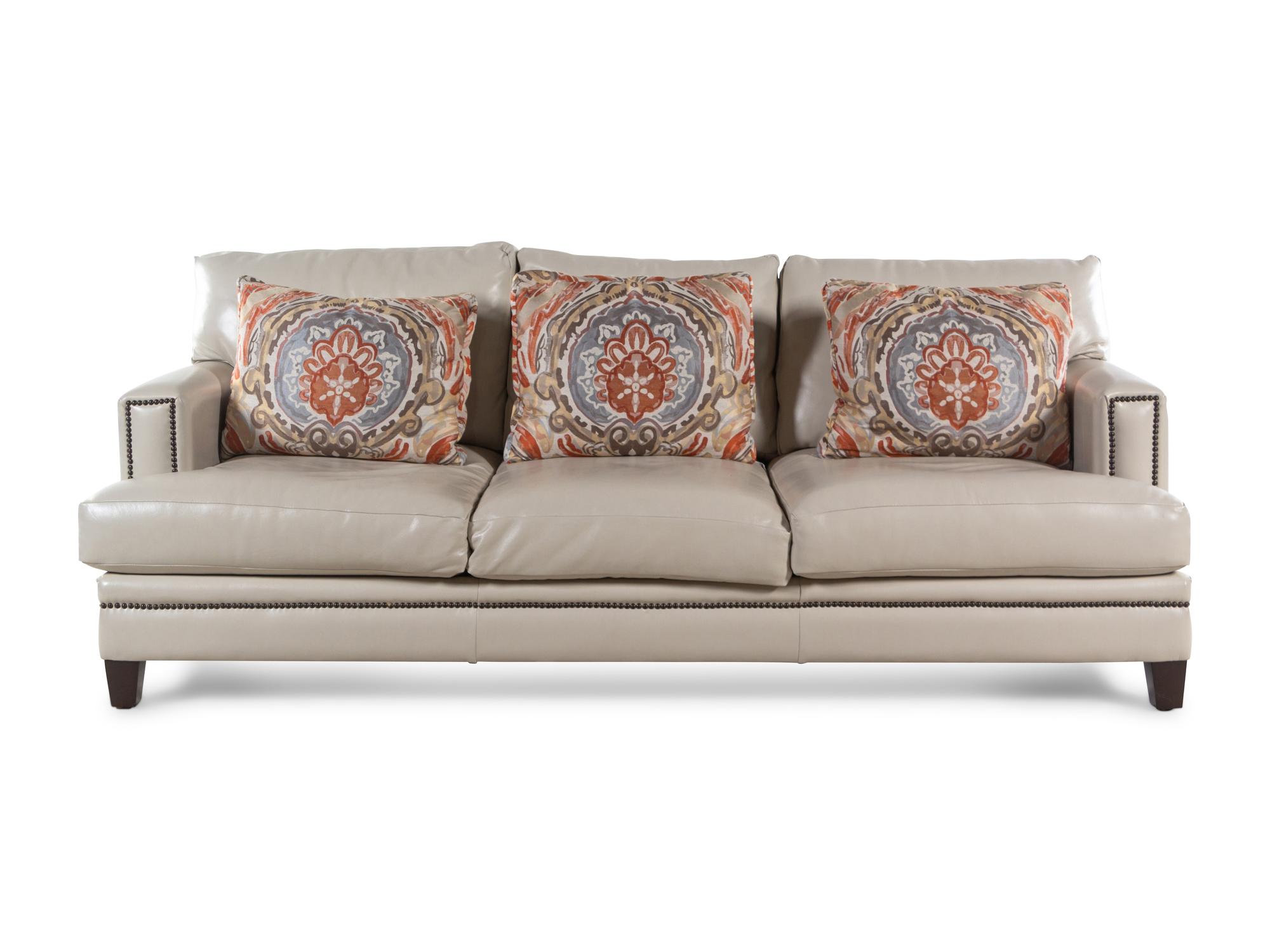 A Leather-Upholstered Nailhead Decorated Three-Seat Sofa