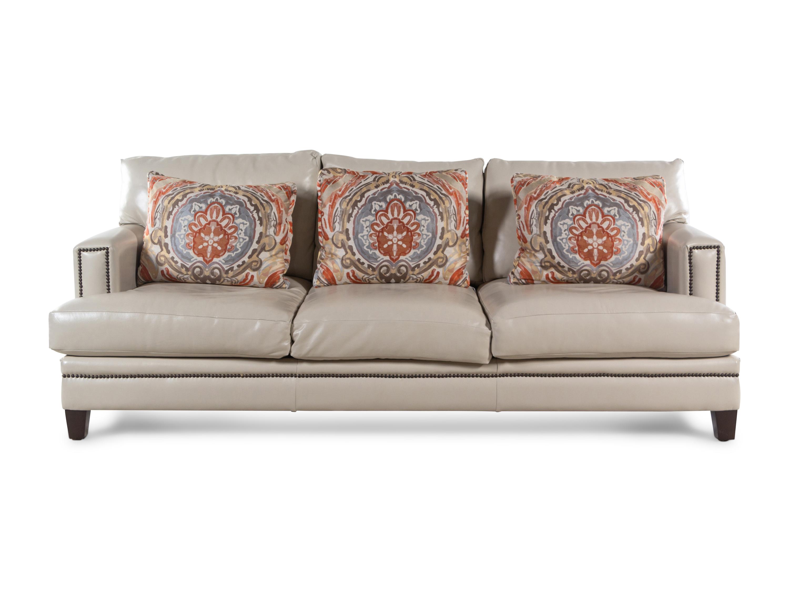A Leather-Upholstered Nailhead Decorated Three-Seat Sofa