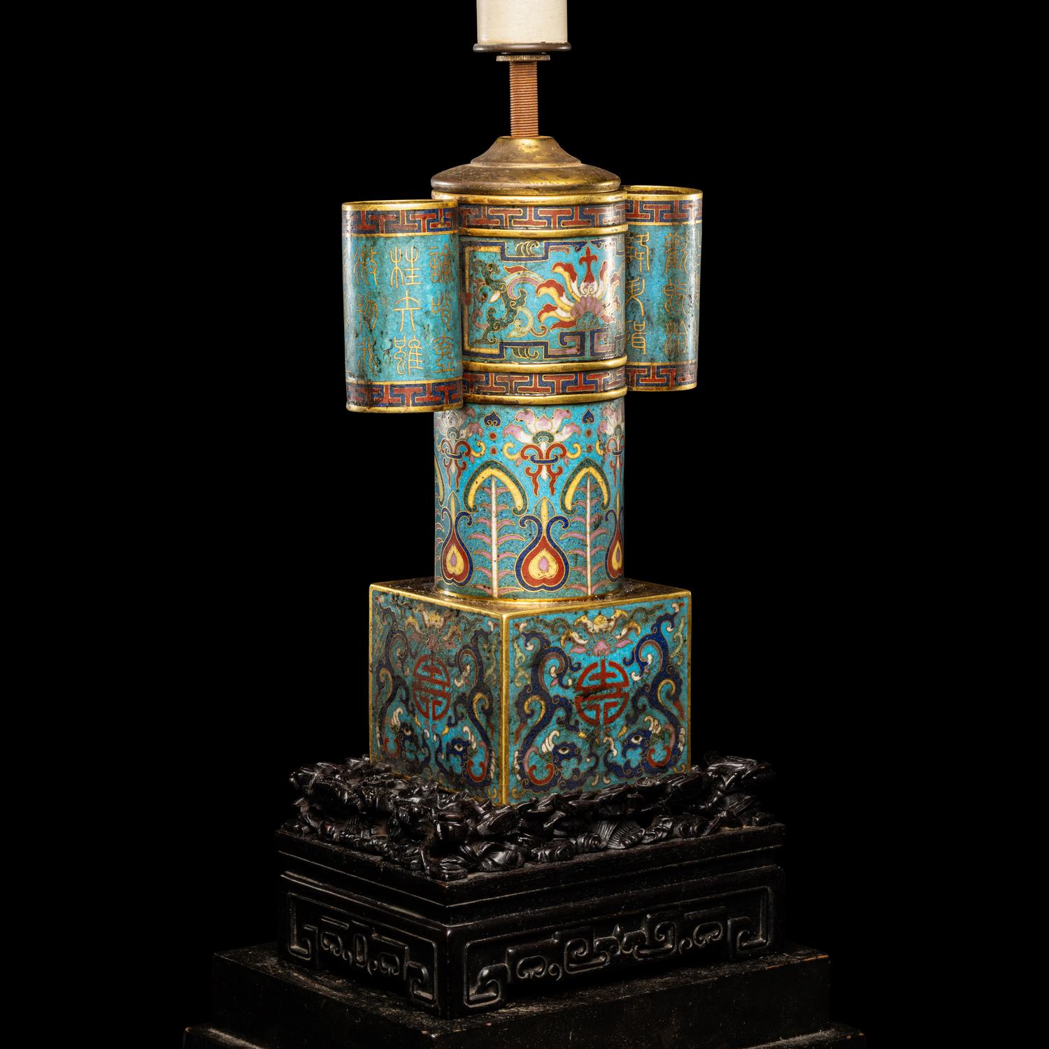 A Chinese Cloisonné Enamel 'Arrow' Vase 掐絲琺琅四方投壺