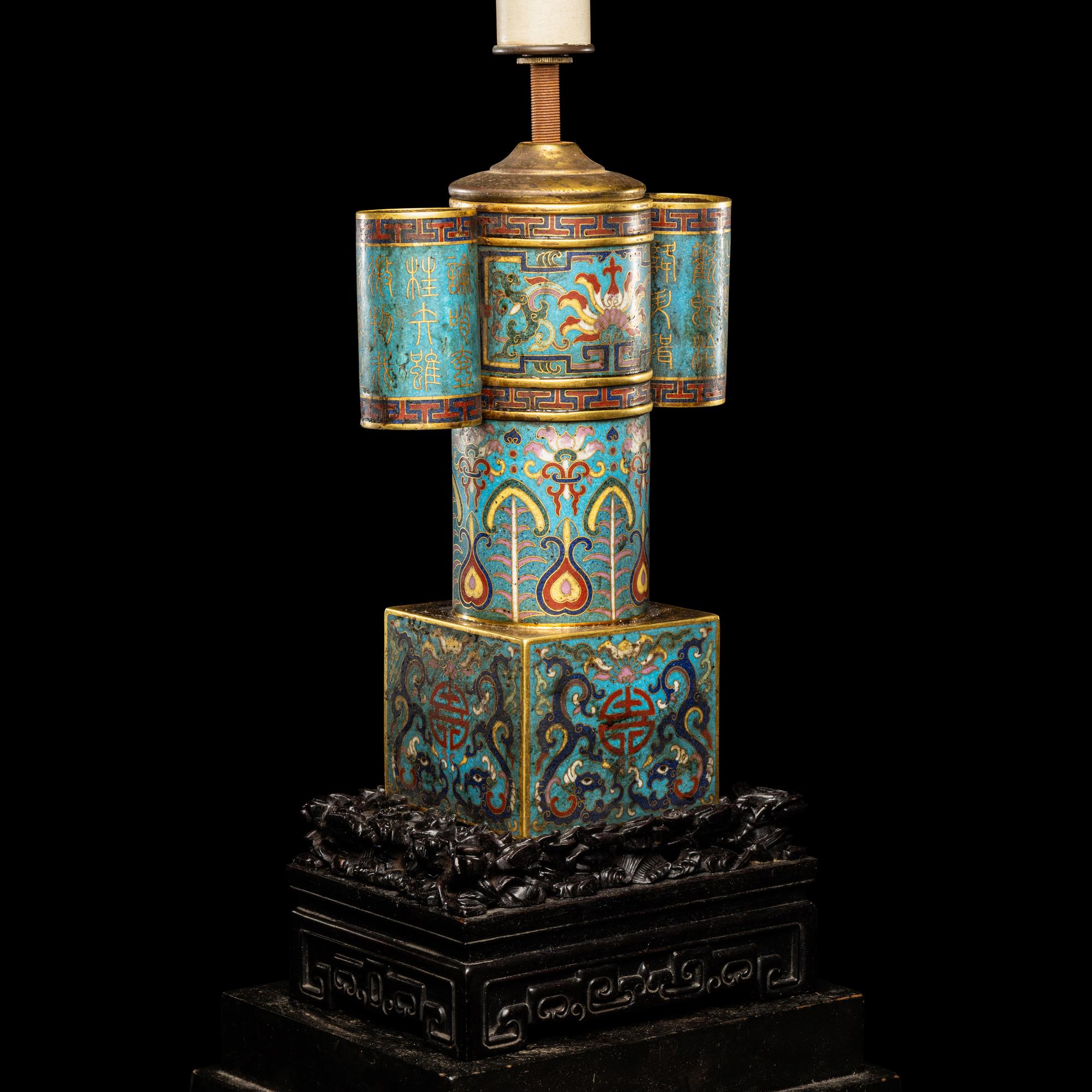 A Chinese Cloisonné Enamel 'Arrow' Vase 掐絲琺琅四方投壺