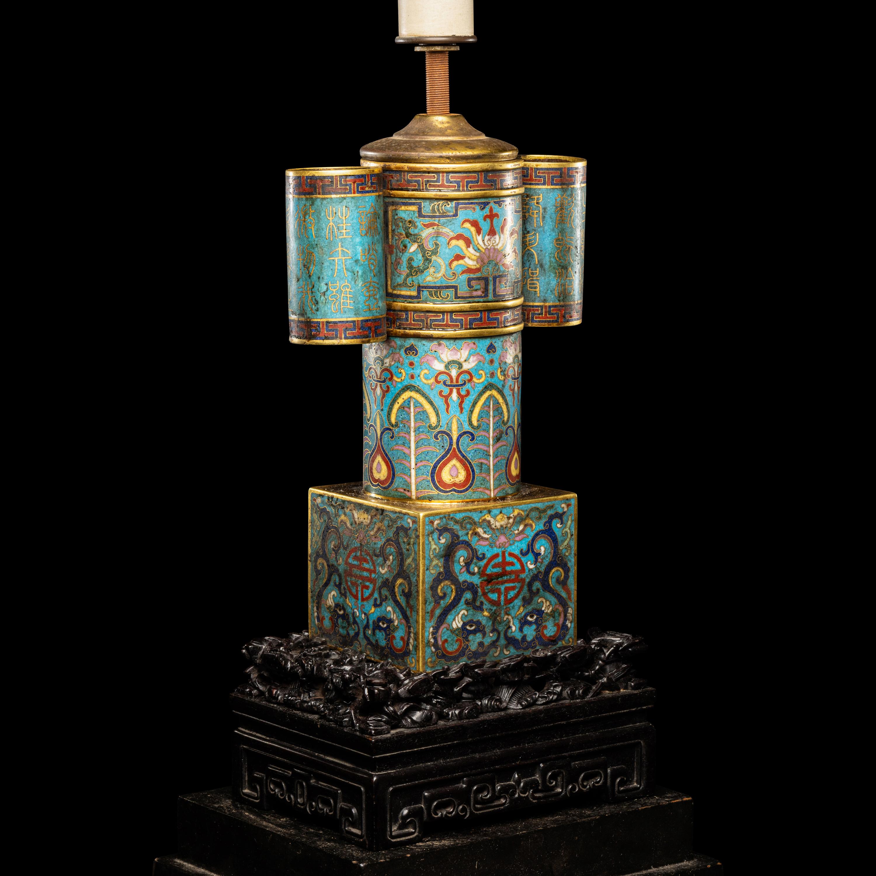A Chinese Cloisonné Enamel 'Arrow' Vase 掐絲琺琅四方投壺