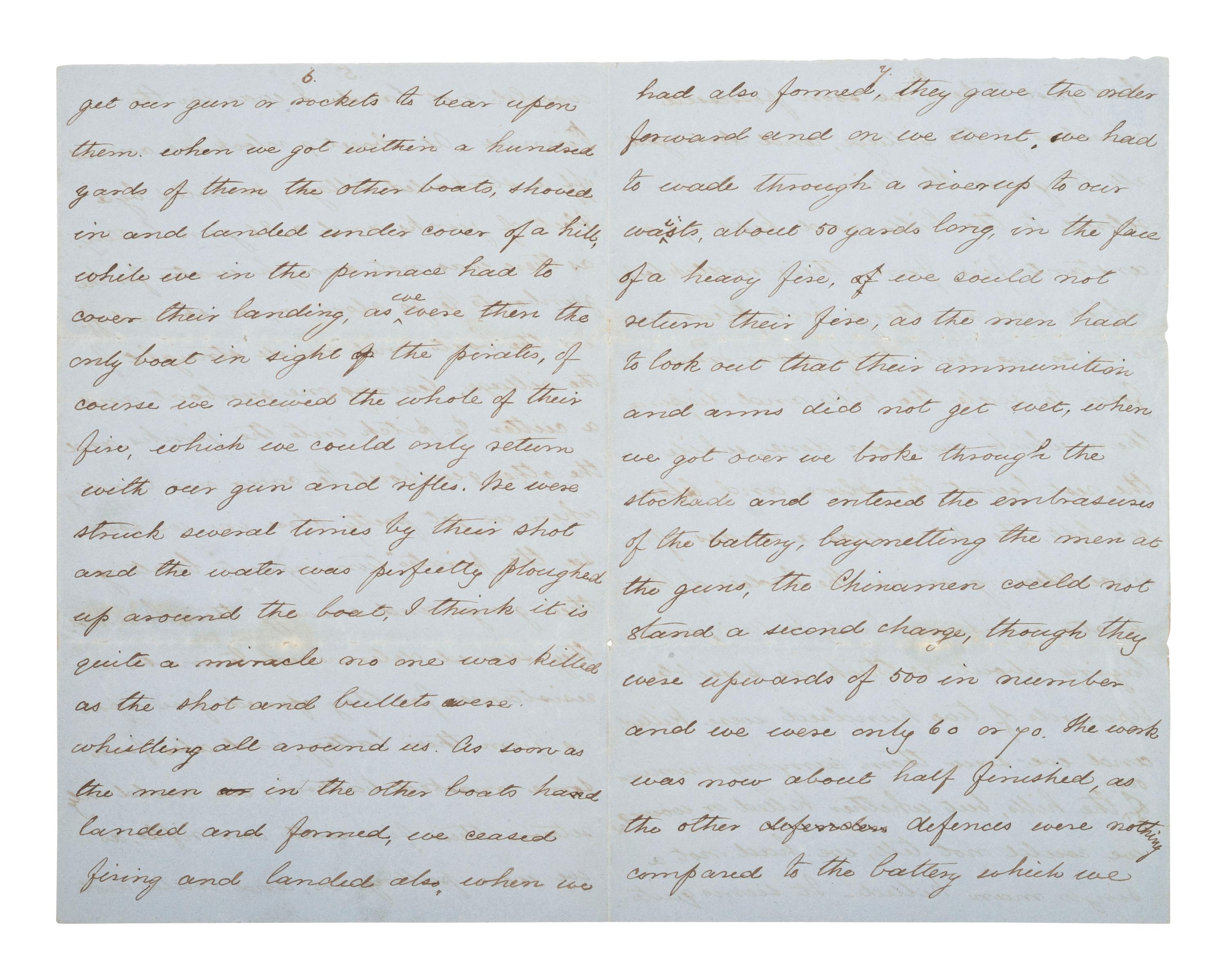 [MARITIME]. Markham, Sir Albert H. ALS on the HMS Niger describing pursuit of pirates. 1859.