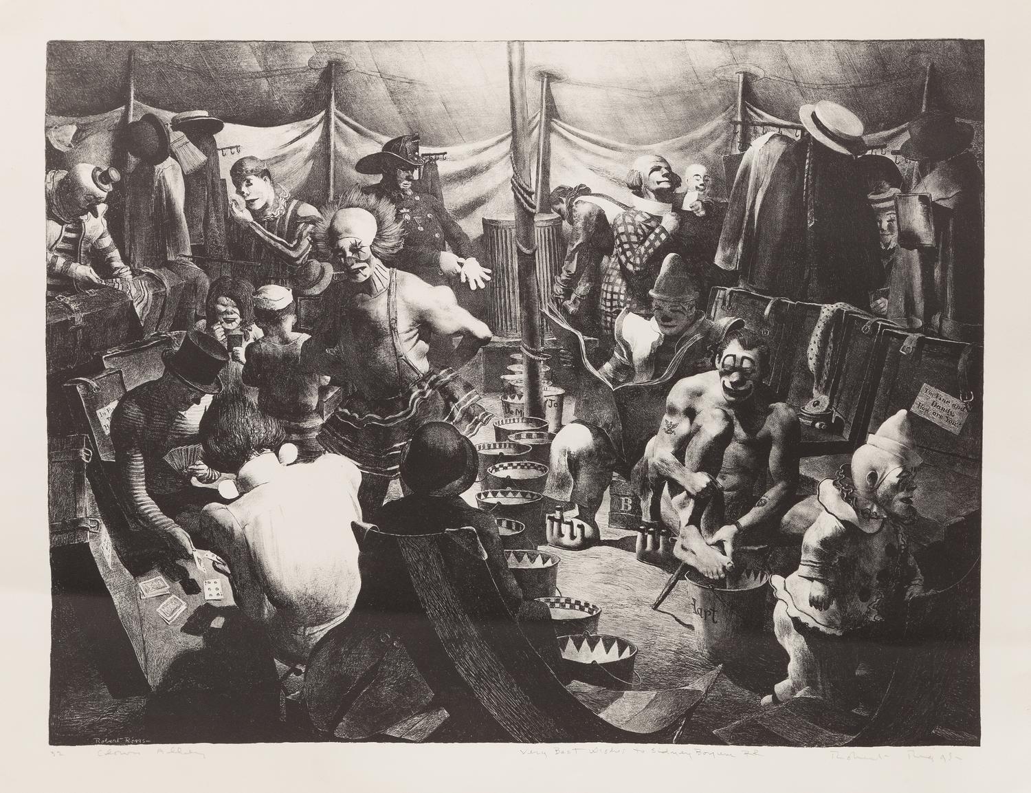 Robert Riggs, (American, 1896-1970), Clown Alley, c. 1934